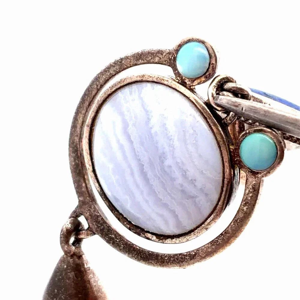 Designer Whitney Kelly 925 Sterling Silver Multi Gemstone Statement Drop Pendant